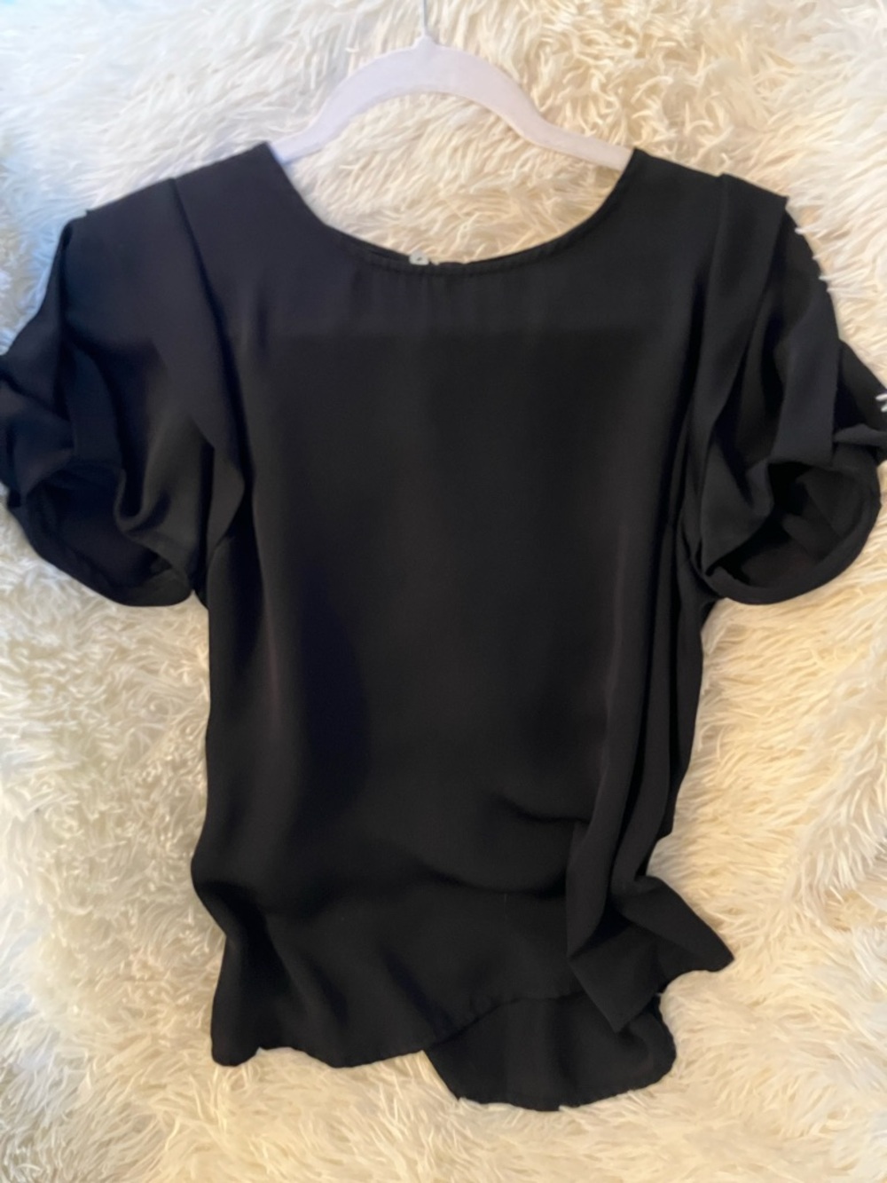 Forever 21 Black Short-Sleeve Draped Blouse